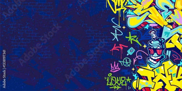 Obraz Trendy Abstract Colorful Urban Street Art Graffiti Style Vector Illustration Background Template