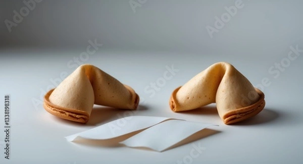 Fototapeta Chinese Fortune Cookies with empty paper for prediction message