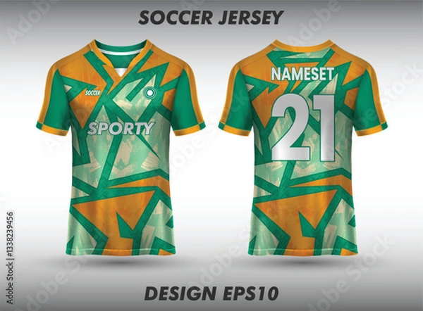 Obraz Football jersey design for sublimation jersey template front and back view of sports jersey