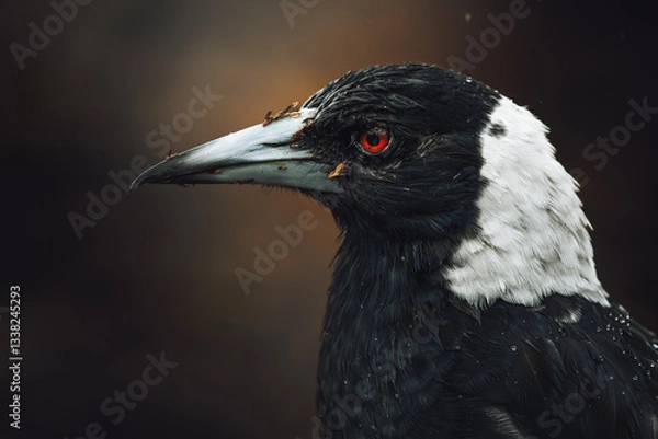 Obraz The Australian magpie is a black and white passerine bird native to Australia and southern New Guinea.