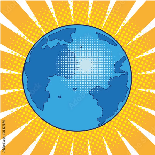 Obraz Earth planet pop art comic vector