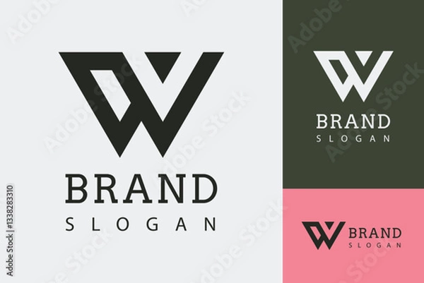Fototapeta Minimal W letter logo template, New W logo, Creative W vector logo.