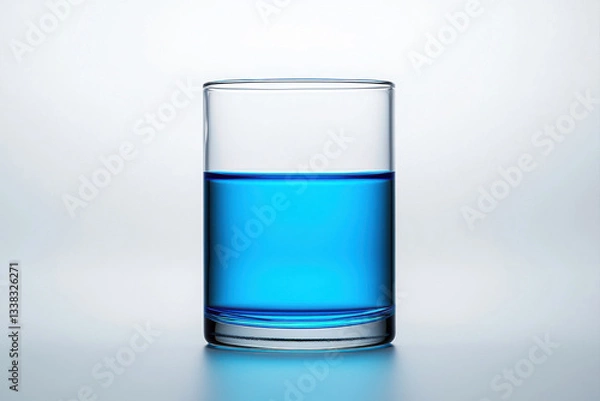 Fototapeta A glass filled with vibrant blue liquid against a minimalist background. isolated on white background.