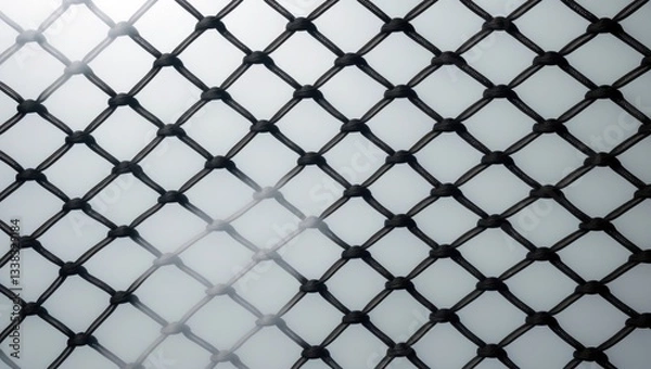 Fototapeta black soccer net texture detached against white