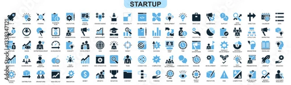 Fototapeta set of startup icon vector symbolizing new business, innovation, and entrepreneurship. Perfect for technology, corporate, and finance projects.