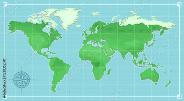 Fototapeta Description: High-quality world map vector design assets, fully editable and customizable for print, web, and presentations. Available in multiple formats with detailed outlines and modern styles.