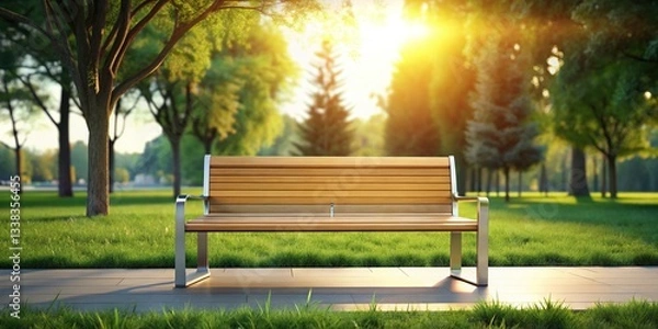 Fototapeta Modern Park Bench Advertisement Mockup - Blank Signage for Branding Design