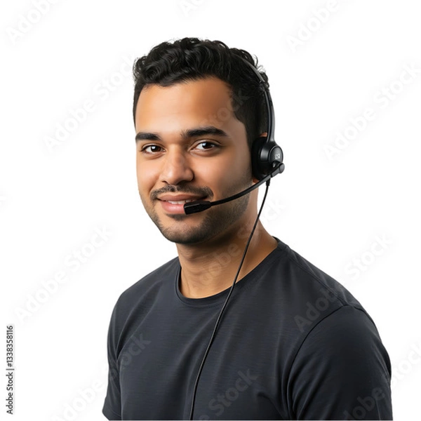 Obraz Customer Service Agent, Headset on Transparent  background