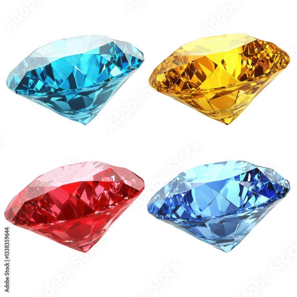 Fototapeta Colorful Diamonds Isolated On Transparent Background In PNG Format, Stunning Gemstone Collection
