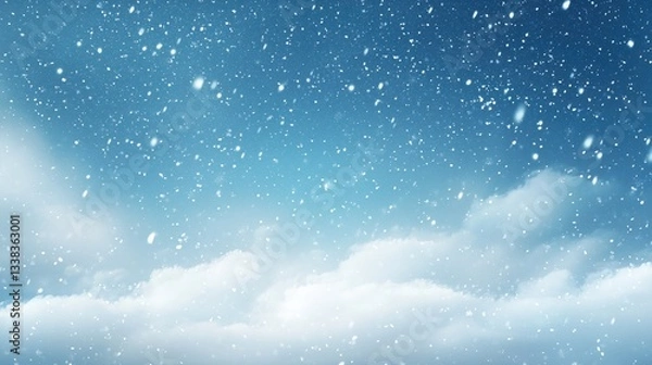 Obraz Sky above a winter landscape with soft snowfall