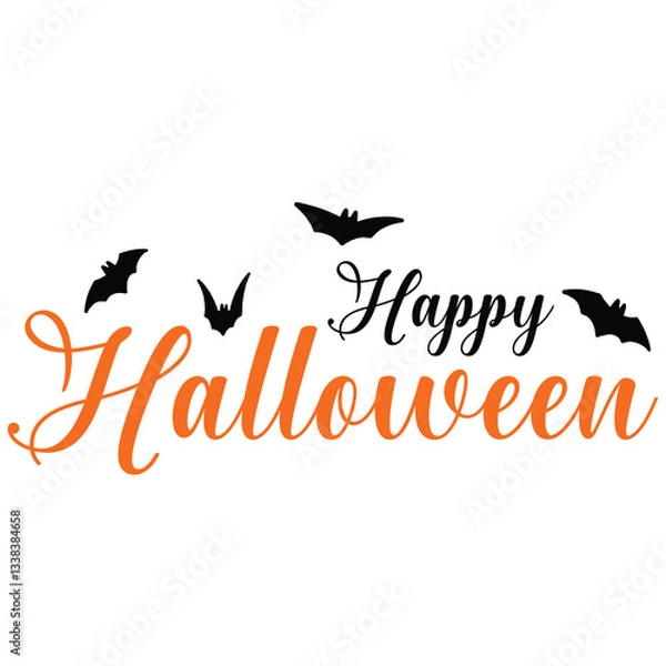 Obraz Happy Halloween lettering with bats