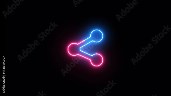 Obraz animated neon glowing share icon with futuristic blue and purple light in black background - illustration.