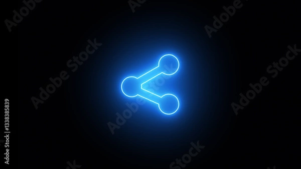 Obraz animated neon glowing share icon with futuristic blue light in black background - illustration.