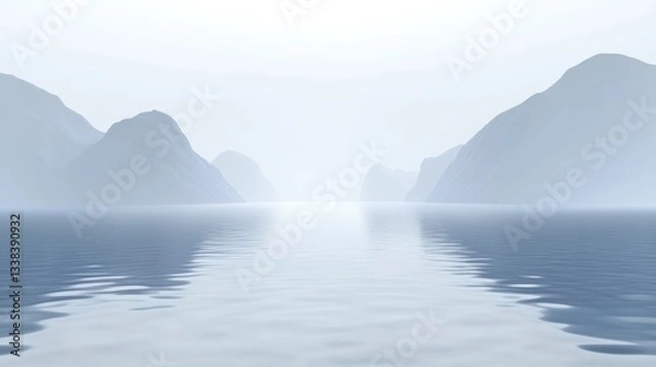 Fototapeta Misty Mountains Reflecting on Calm Water
