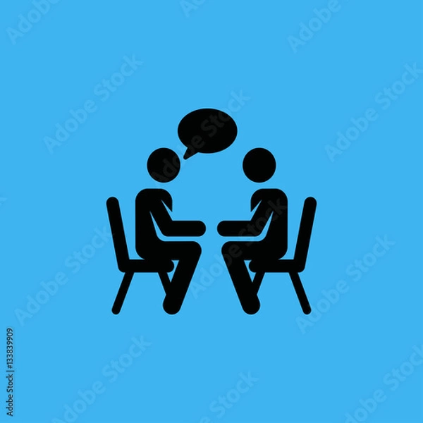Fototapeta Conference icon. People sitting at a table. flat design
