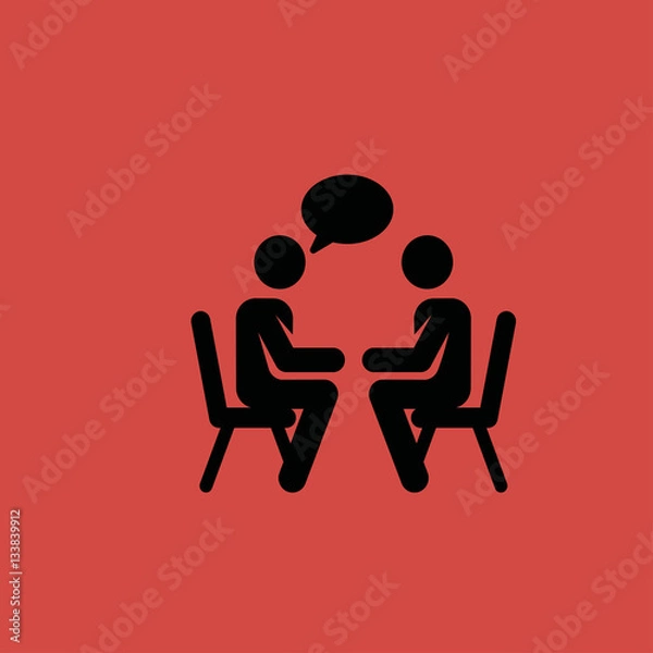 Fototapeta Conference icon. People sitting at a table. flat design
