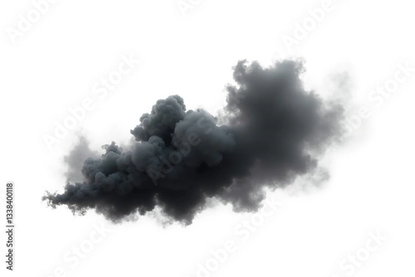 Obraz Realistic Black Smoke Fog PNG. Ominous Dark Cloud Overlay