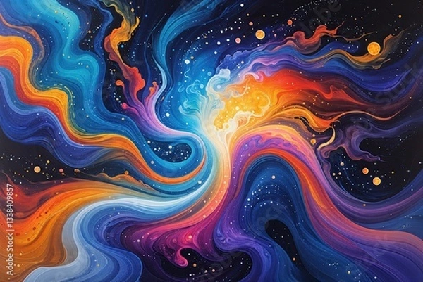 Obraz Vibrant Abstract Acrylic Art with Lustrous Cosmic Flow and Harmony