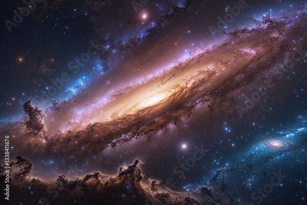 Fototapeta Breathtaking Luminous Galaxy Nebula View with Shimmering Cosmic Twilight Effects