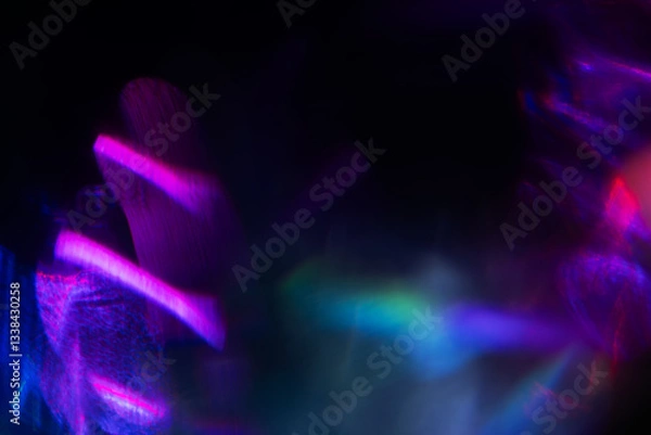 Fototapeta Blur neon light. Lens flare overlay. Bokeh fluorescent flash gleam.