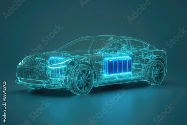 Fototapeta Futuristic car design showcasing transparent layers and illumina