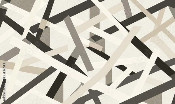 Fototapeta Geometric pattern of overlapping beige, gray, and white rectangles on a neutral backdrop. Modern, abstract design