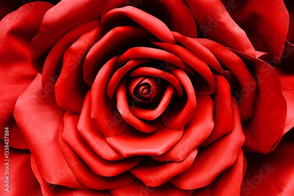 Obraz Red Rose - Top view fresh single blooming flower in the garden - image for valentine love concept  , Floral backdrop and beautiful detail  