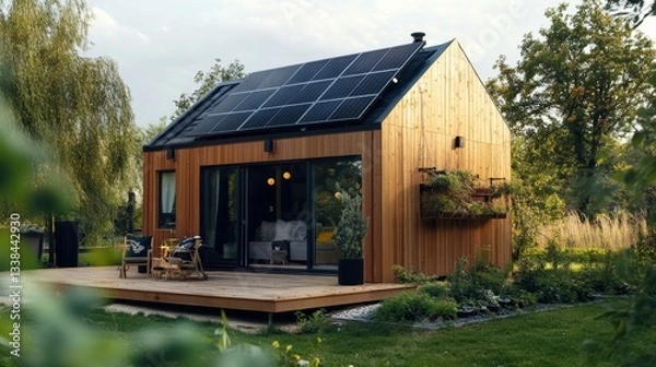 Fototapeta Solar Panels Installed on an Eco-Friendly Tiny Home