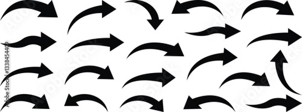 Fototapeta Curved arrow. Simple wavy line curved arrow isolated