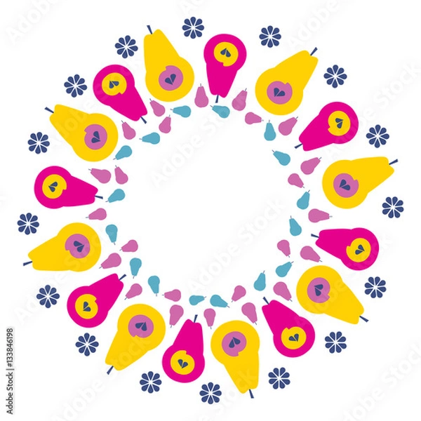 Obraz Pear round vector frame