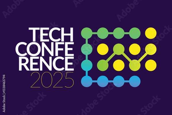 Obraz Colorful Tech Conference Logo Template. Connecting Dotted Shape