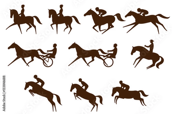 Fototapeta Set of 10 different equestrian sports symbols