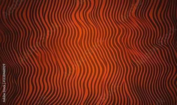 Fototapeta Wavy Lines A flowing, dark orange background with undulating dark stripes. Abstract pattern, dynamic visual texture