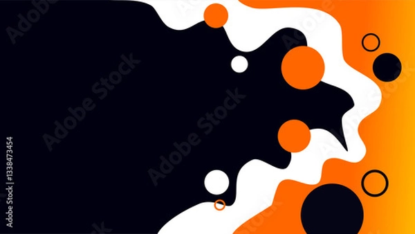 Obraz Orange and white creative wave patterns over black background