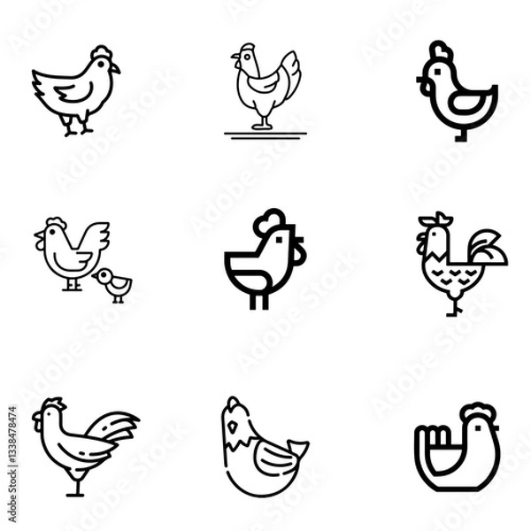 Fototapeta Hen vector art icon set. on white background use for web and app, logo design.