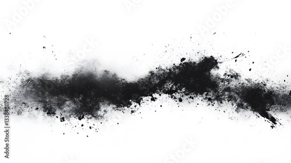 Fototapeta Black powder exploding creating a dark cloud on white background