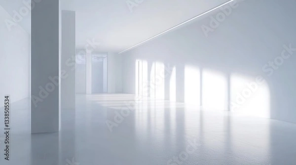 Obraz White Open Space Office Interior with Blank Wall