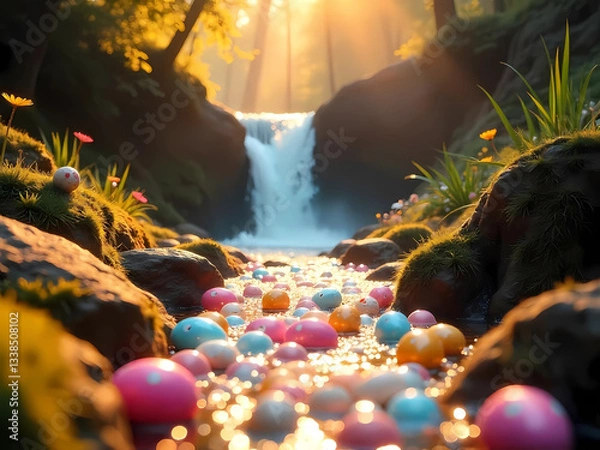 Obraz Easter Wonderland: A Magical Waterfall