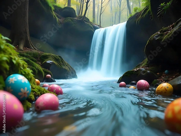 Obraz Easter Wonderland: A Magical Waterfall