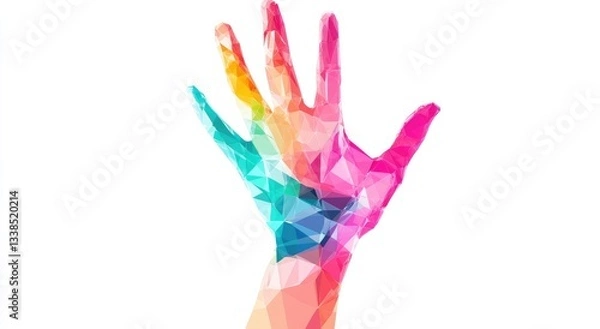Fototapeta A colorful hand symbolizing people living and experiencing different forms of rare disease for World Rare Disease Day