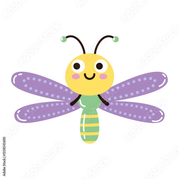 Fototapeta Vector image of a cute dragonfly