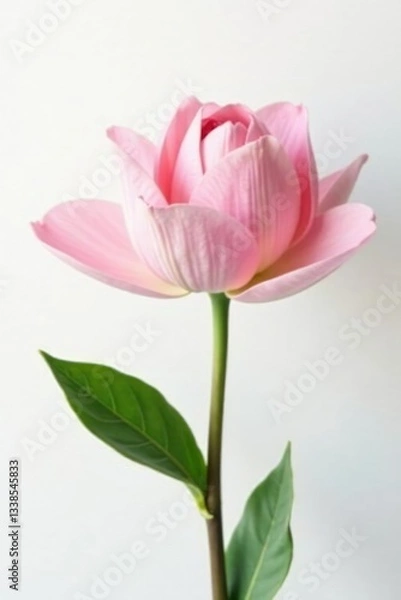 Fototapeta Delicate petals unfolding on a pristine white background, delicate flowers, isolated