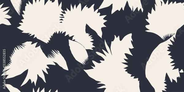Obraz Modern minimalist abstract floral print. Hand drawn botanical collage contemporary seamless pattern. 