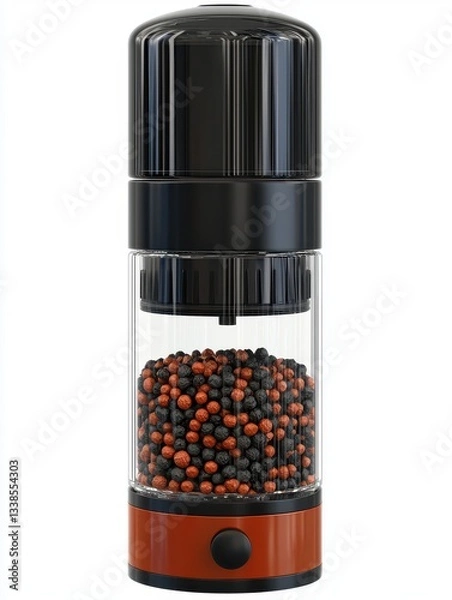 Obraz Modern Electric Spice Grinder with Transparent Container and Stylish Black and Orange Design