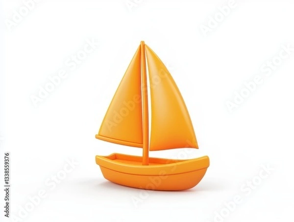 Obraz Bright Orange Sailboat Toy with Smooth Finish and Simple Design for Creative Play and Decoration