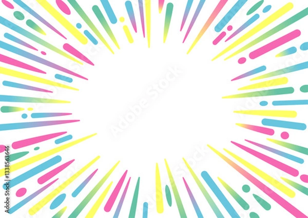 Obraz カラフルでポップな集中線のフレーム