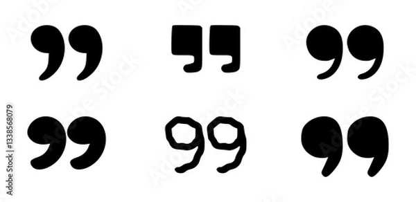 Fototapeta Doodle quotation mark. Hand drawn comma set for speech bubble. Vector comic apostrophe icon for conversation. Sketch scribble sign. Punctuation symbol on white background