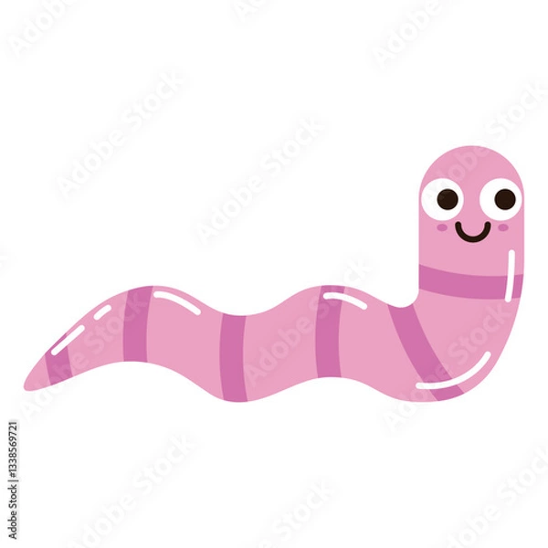 Fototapeta Vector image of a cute worm