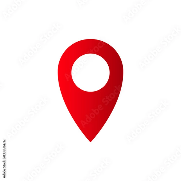 Obraz Red location pin icon with shadow, representing navigation and destination markers in apps.