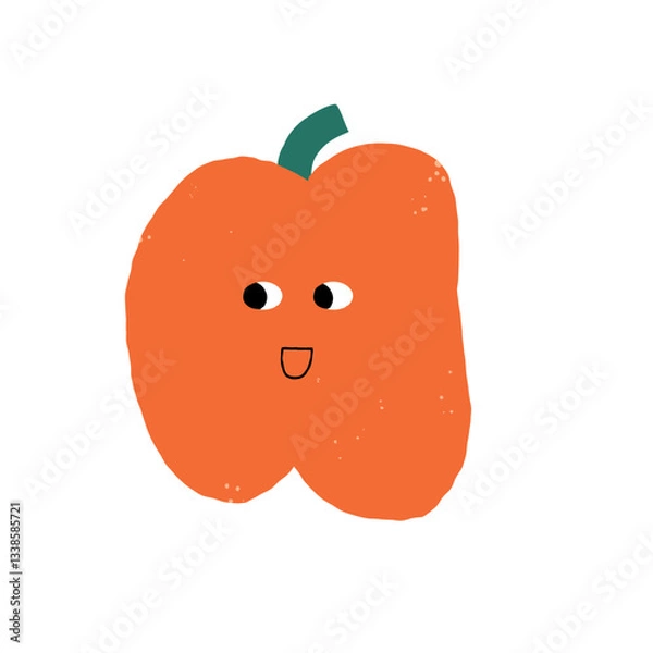 Fototapeta Vector illustration-cute happy red apple character smiling. Naive and childish style